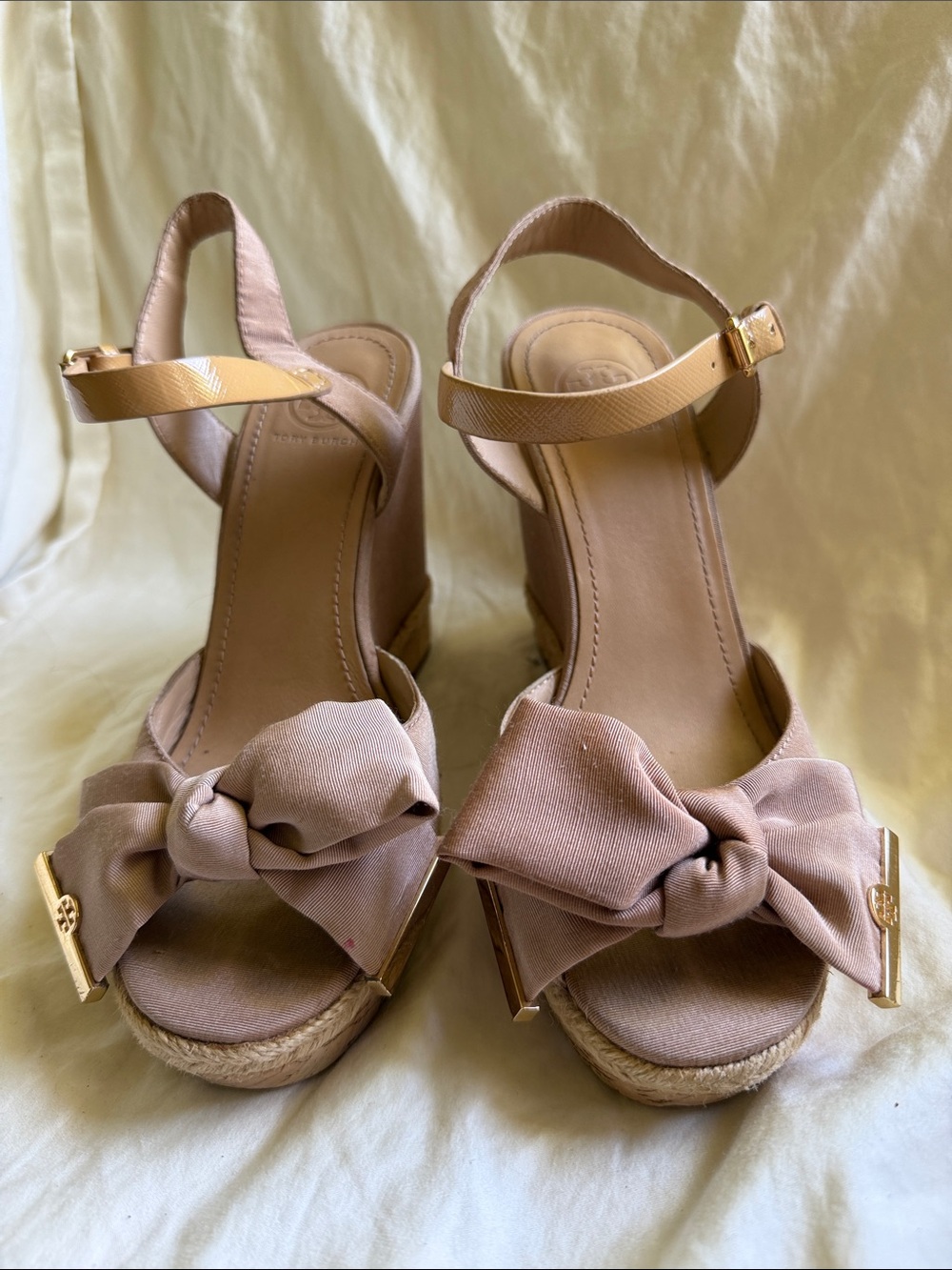 Tory Burch Women’s Bow Espadrille Wedge Sandals - Blush